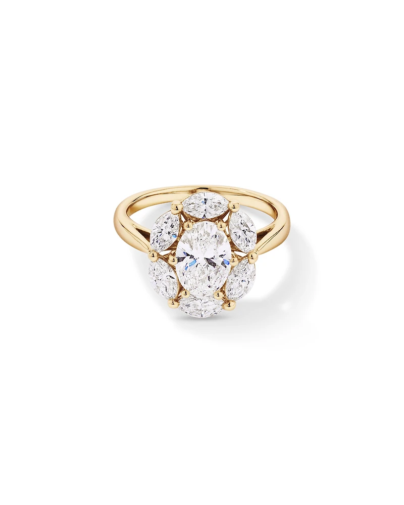 2.68 Carat TW Oval and Marquise Laboratory-Grown Diamond Halo Ring 14kt White Gold