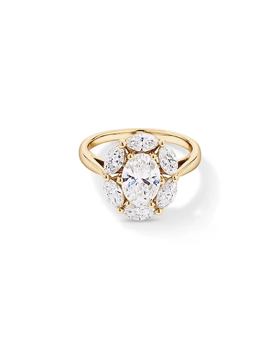 2.68 Carat TW Oval and Marquise Laboratory-Grown Diamond Halo Ring 14kt White Gold