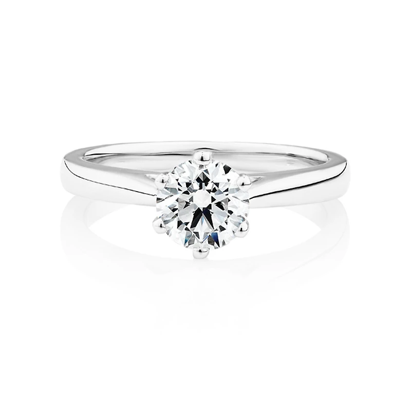 Certified Solitaire Engagement Ring with a 1 Carat TW Diamond in 14kt White Gold