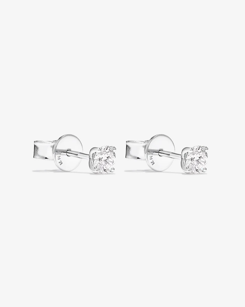 Certified 0.50 Carat TW Diamond Solitaire Stud Earrings in 18kt White Gold