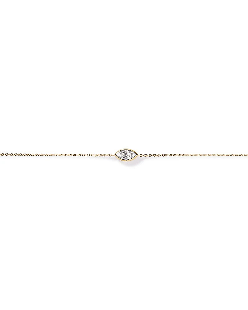 Marquise Cut White Created Sapphire Bezel Bracelet in 10kt Gold