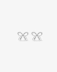 Cubic Zirconia Bow Stud Earrings in Sterling Silver