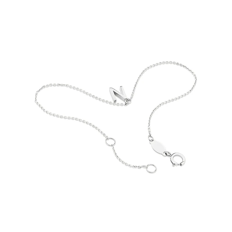 19cm (7.5") N Initial Bracelet in Sterling Silver