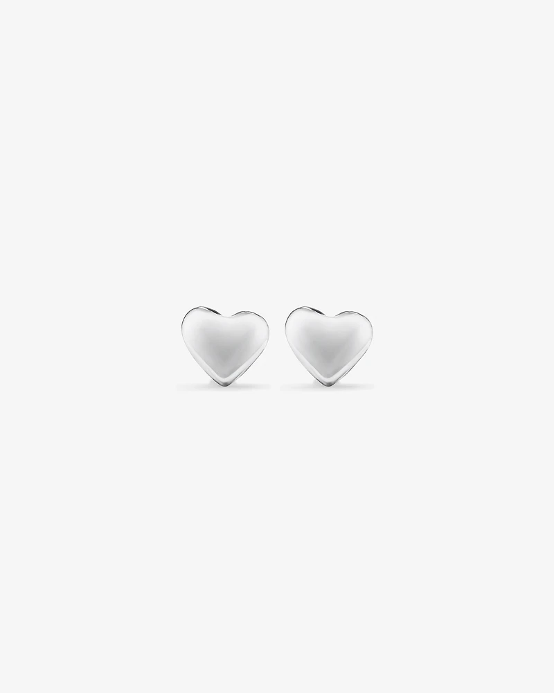 Heart Stud Earrings in Sterling Silver