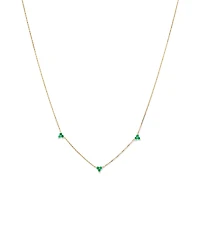 Emerald Trio Station Necklace in 10kt Yellow Gold