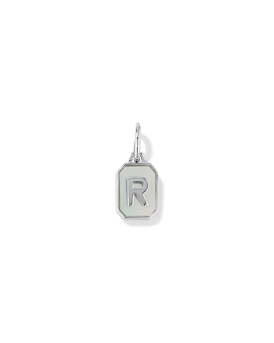 Letter R Mother of Pearl Initial Pendant in Sterling Silver