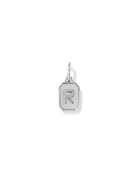 Letter R Mother of Pearl Initial Pendant in Sterling Silver