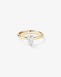 0.70 Carat TW Certified Pear Cut Diamond Solitaire Engagement Ring in 18kt Yellow and White Gold