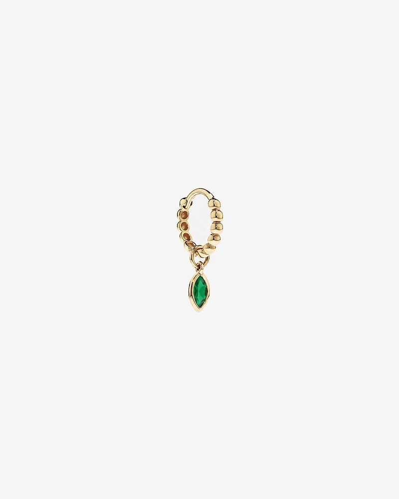 Emerald Single Earring Charm in 10kt Yellow Gold