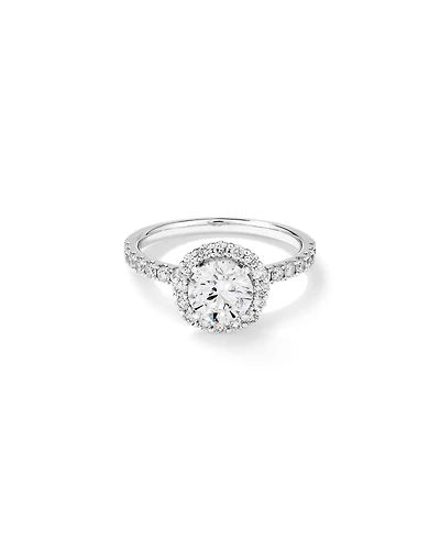 Anneau engagé, halo en diamant brillant cultivé en laboratoire de 1,79 carat en or blanc 14 carats