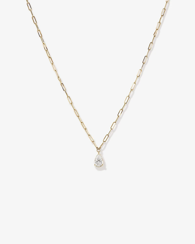 2.00 Carat TW Laboratory-Grown Diamond Pear Solitaire Pendant in 10kt Yellow Gold