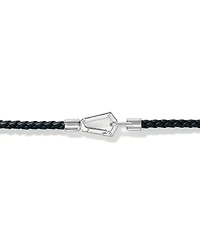 Bracelet double enveloppe en cuir tressé pour hommes en argent sterling