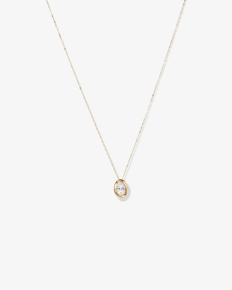 Lume Lab Oval Pendant with 0.50 Carat TW of Laboratory-Grown Diamond in 10kt White Gold