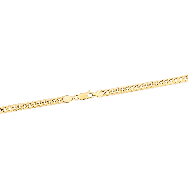 45cm (18”) 4.5mm Width Semi Solid Miami Curb Chain in 10kt Yellow Gold