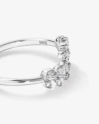 Cubic Zirconia Open Bypass Vine Ring in Sterling Silver
