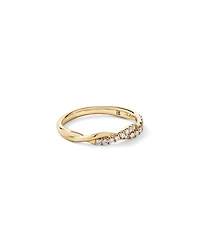 Alliance torsadée en or jaune 14 carats sertie d'un diamant rond brillant de synthèse 0,16 carat