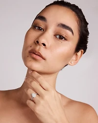 0.79 Carat TW Pear Shaped Cluster Diamond Halo Engagement Ring in 14kt White Gold