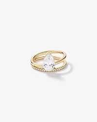 1.87 Carat TW Pear Cut Lab-Grown Diamond Double Band Engagement Ring in 14kt Yellow Gold