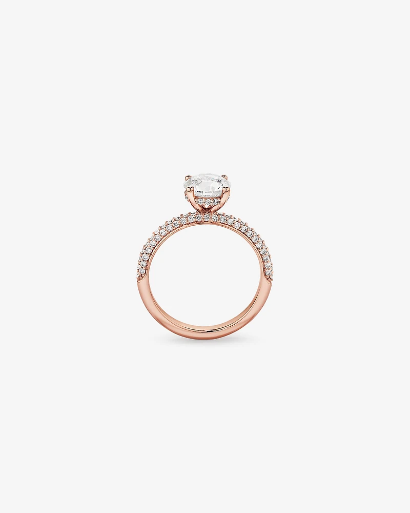 1.95 Carat TW Round Brilliant Laboratory-Grown Diamond Solitaire Side Accent Engagement Ring in 14kt Rose Gold