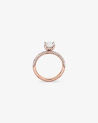 1.95 Carat TW Round Brilliant Laboratory-Grown Diamond Solitaire Side Accent Engagement Ring in 14kt Rose Gold