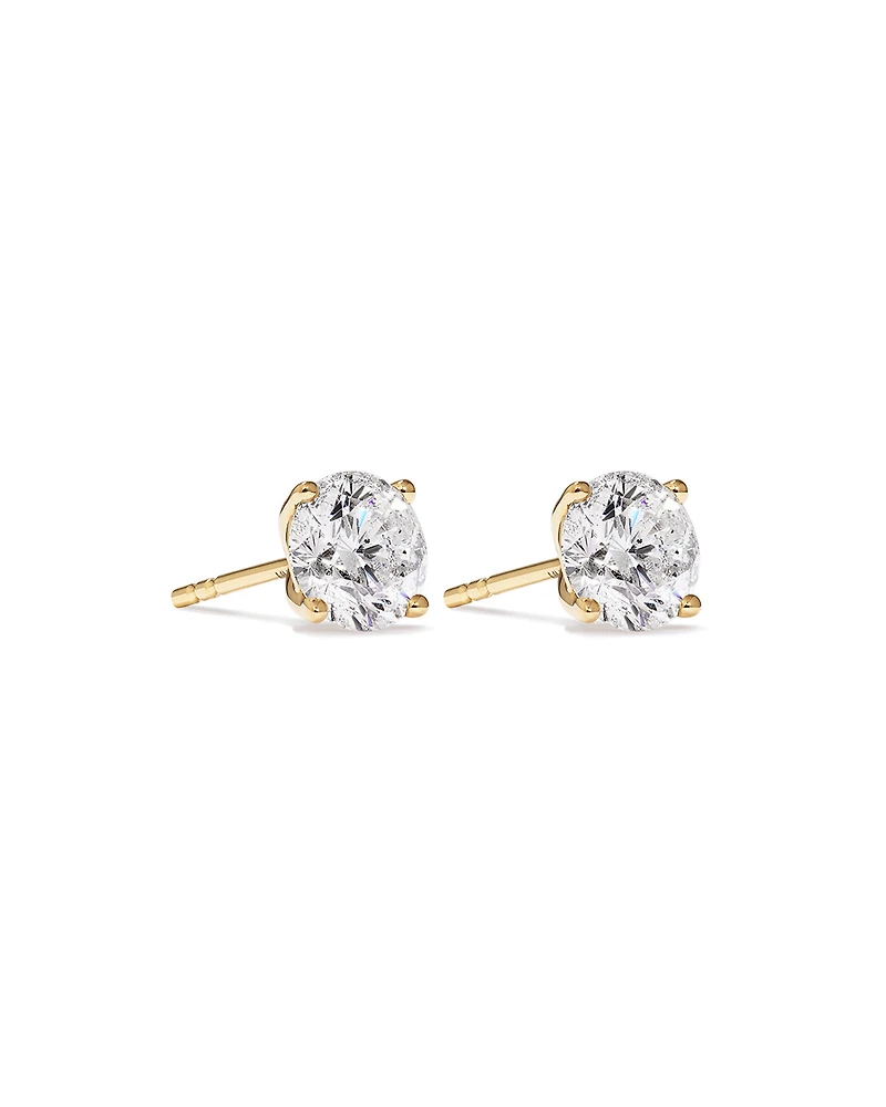 2.00 Carat TW Diamond Solitaire Stud Earrings in 18kt Yellow Gold