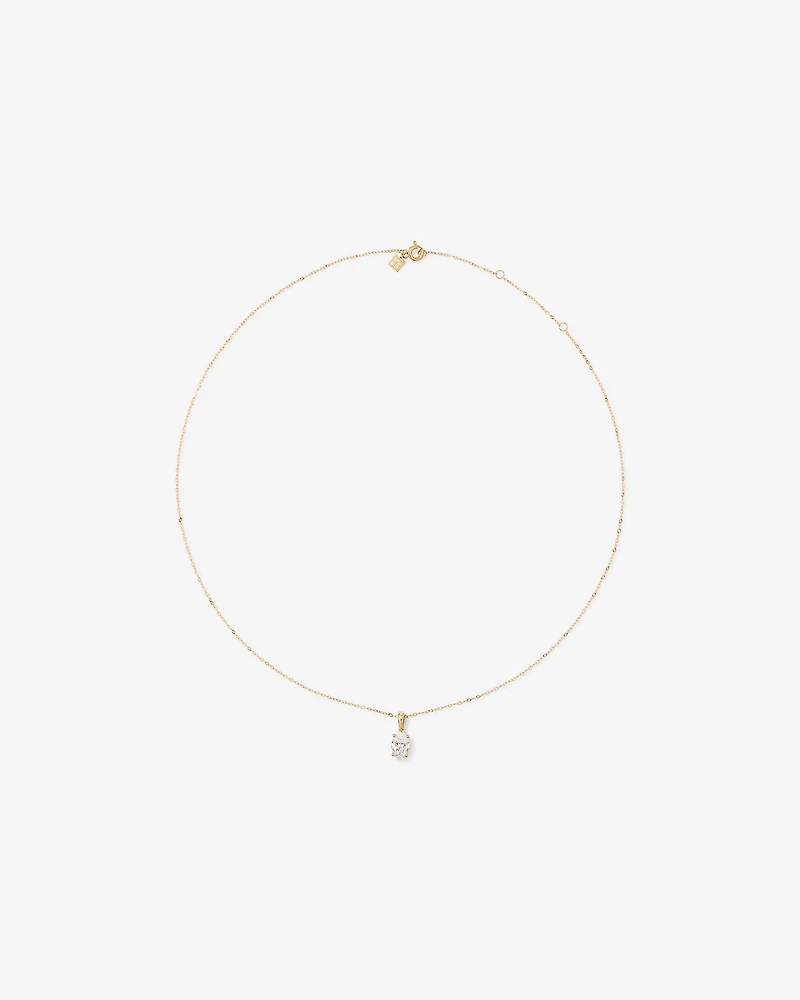 1.00 Carat TW Oval Cut Laboratory-Grown Diamond Solitaire Pendant in 10kt Yellow Gold