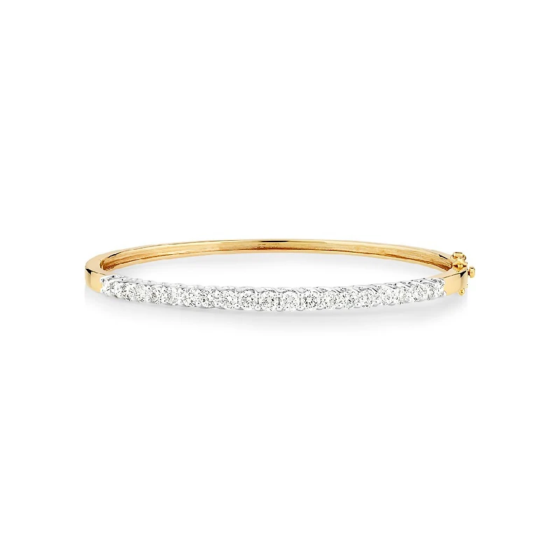 Hinged Bangle with 2 Carat TW of Diamonds 14kt Yellow & White Gold