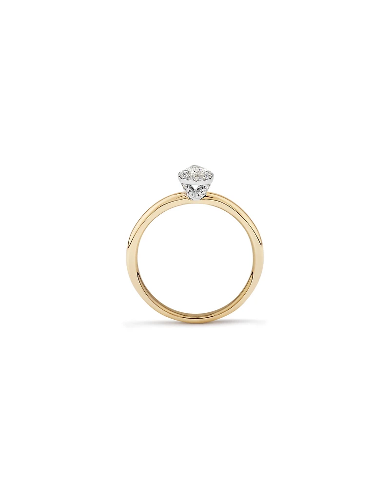 0.31 Carat TW Pear Cut Diamond Halo Engagement Ring in 14kt Yellow and White Gold