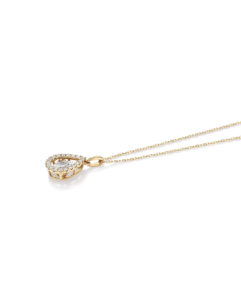 Lume Lab Pear Pendant with 1.00 Carat TW of Laboratory-Grown Diamonds in 10kt Gold