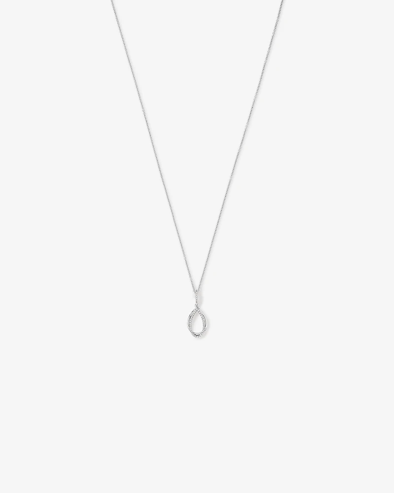 Cubic Zirconia Interlaced Oval Pendant Necklace in Sterling Silver