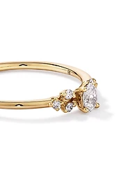 Bague de promesse en or jaune 10 carats avec diamants laboratoire taille ovale et brillant rond (poids total 0,20 carat)