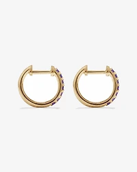 Amethyst Huggie Hoop Earrings in 10kt Yellow Gold