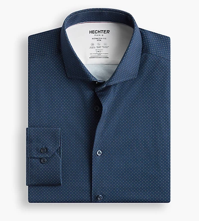 360 Stretch Knit Geo Print Dress Shirt