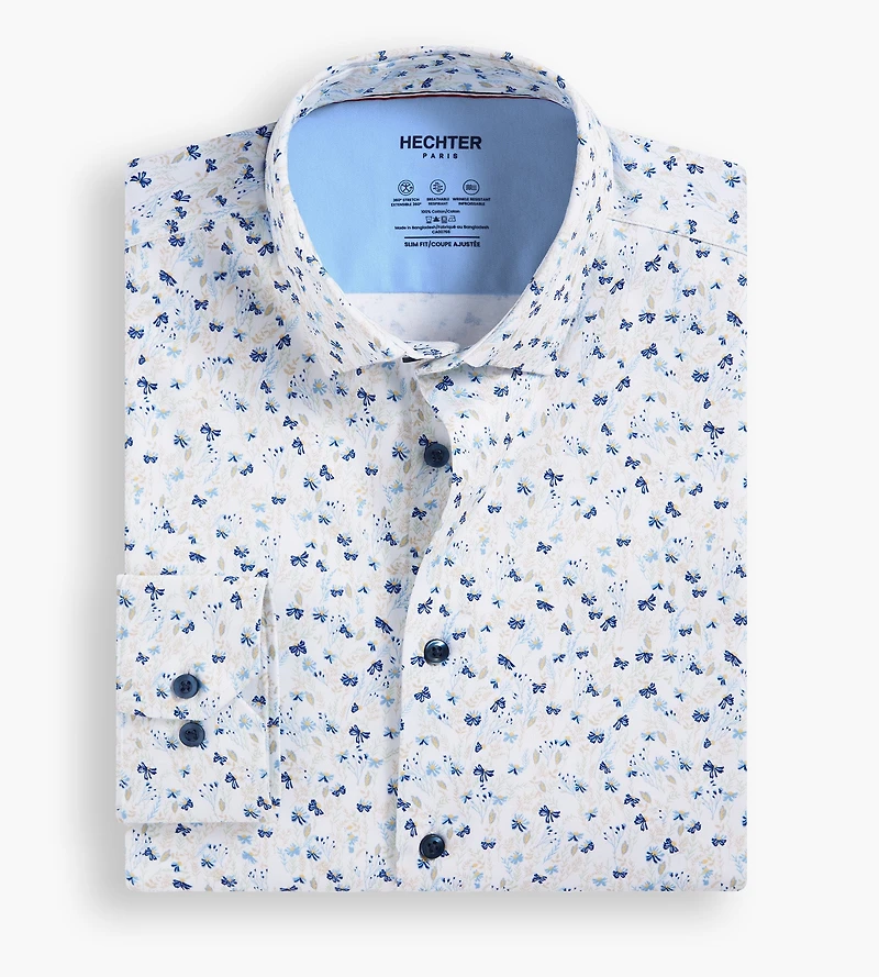 Modern Fit 360 Stretch Knit Botanical Print Dress Shirt