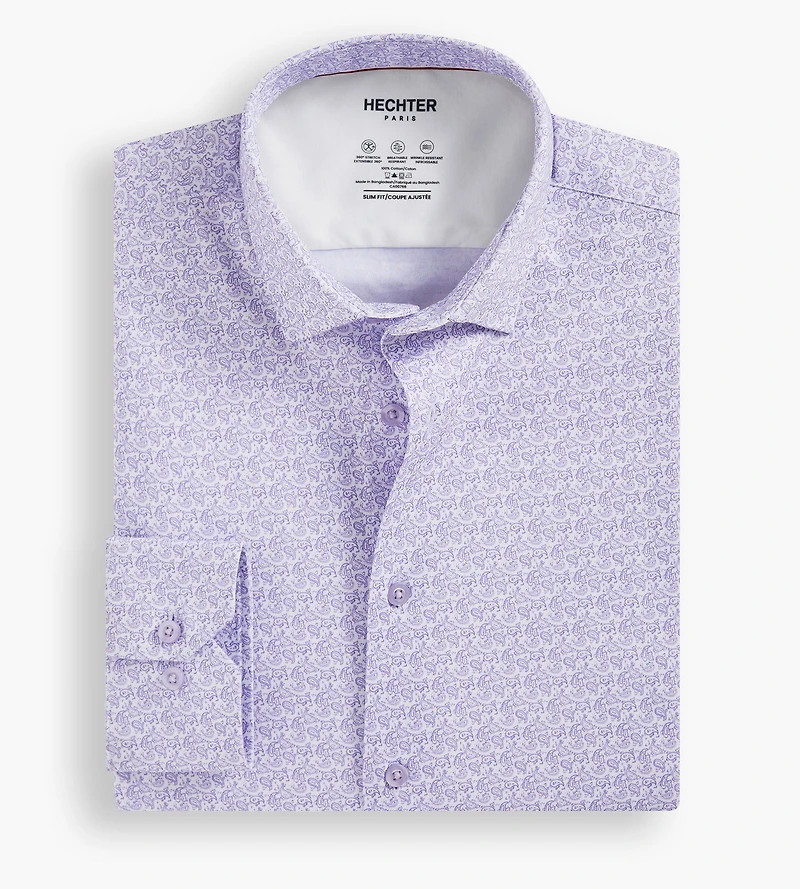Modern Fit 360 Stretch Knit Paisley Print Dress Shirt