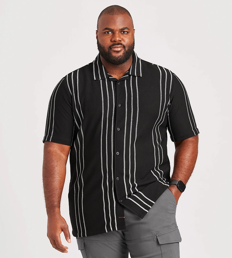 Stripe Camp Collar Knit Shirt