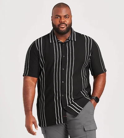 Stripe Camp Collar Knit Shirt