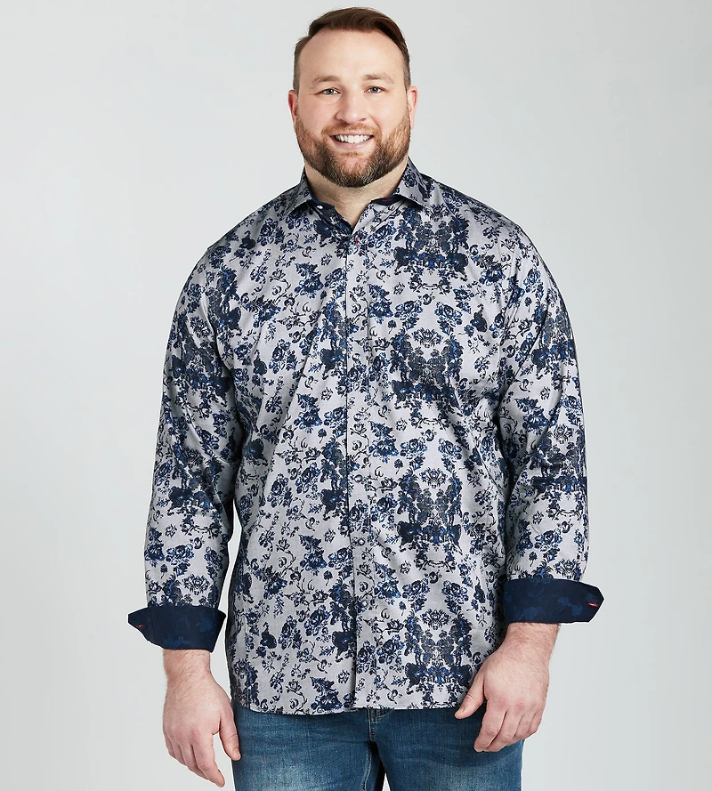 Non-Iron Allover Floral Jacquard Shirt