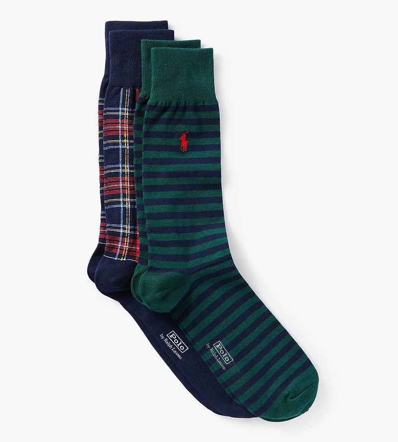2-Pack Holiday Plaid & Stripe Socks