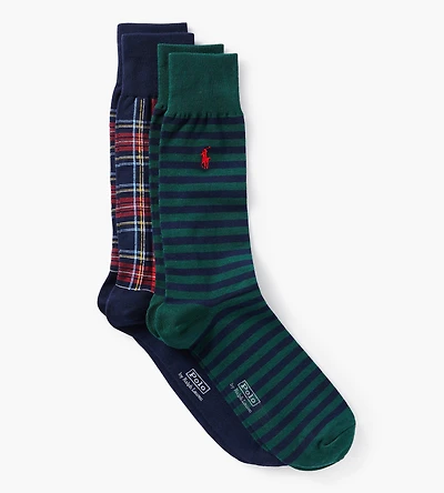 2-Pack Holiday Plaid & Stripe Socks