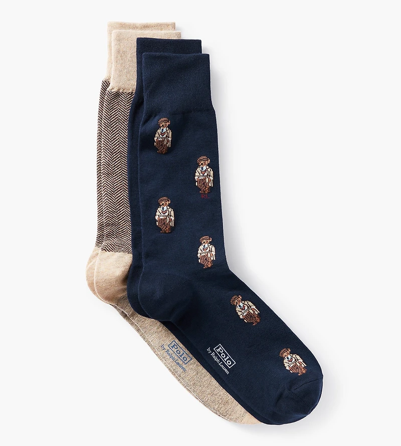 2-Pack Bear Herringbone Socks