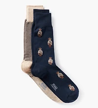 2-Pack Bear Herringbone Socks