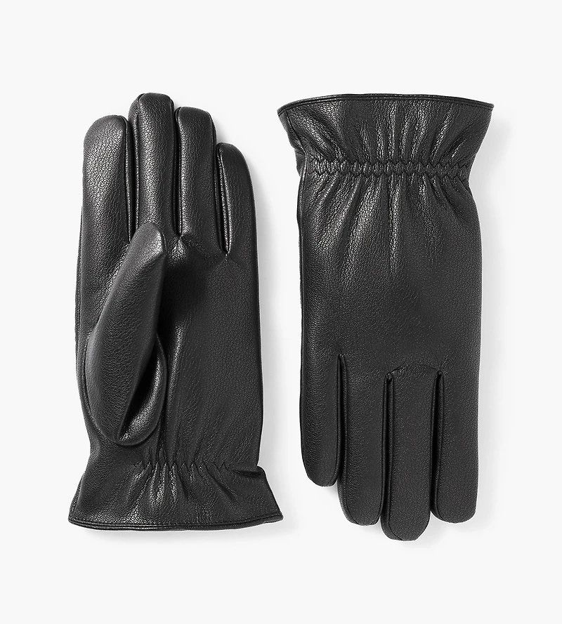 Cinched Wrist Vegan Leather Gloves