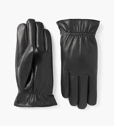 Cinched Wrist Vegan Leather Gloves