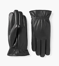 Cinched Wrist Vegan Leather Gloves