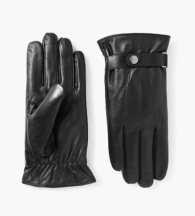 3 Point Snap Wrist Leather Gloves