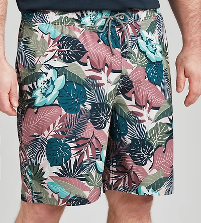 Large Leaf Print Swim Shorts