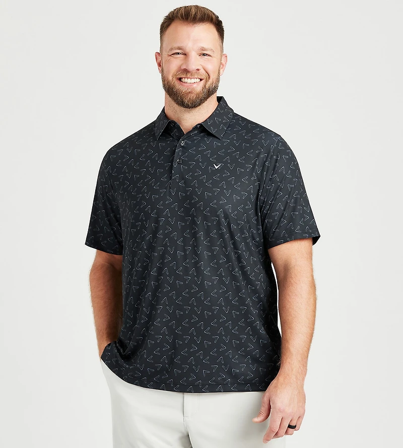 All Over Linear Chevron Printed Polo