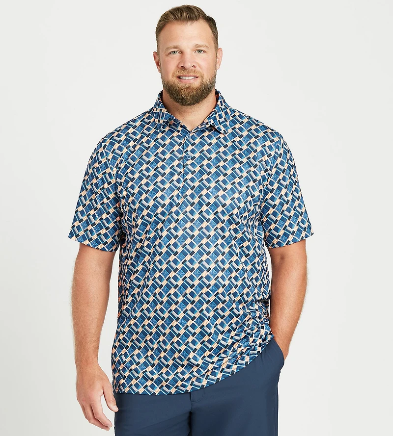 Basket Weave Print Polo