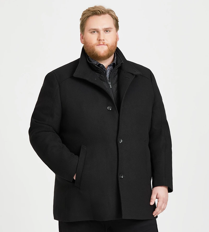 Funnel Collar Wool Blend Coat